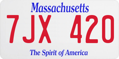 MA license plate 7JX420