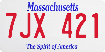 MA license plate 7JX421