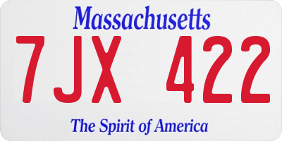 MA license plate 7JX422
