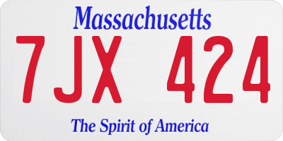 MA license plate 7JX424