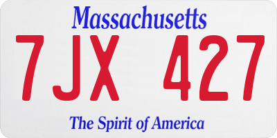 MA license plate 7JX427