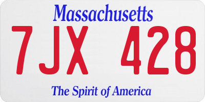 MA license plate 7JX428