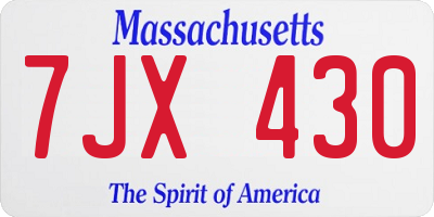 MA license plate 7JX430