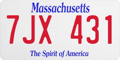 MA license plate 7JX431