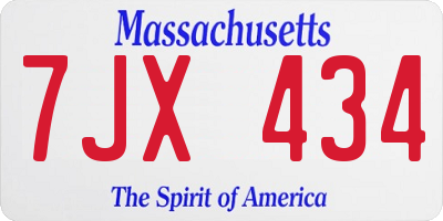 MA license plate 7JX434