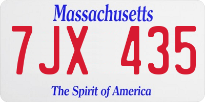 MA license plate 7JX435