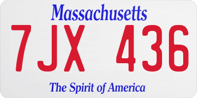 MA license plate 7JX436