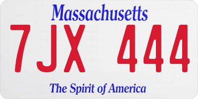 MA license plate 7JX444