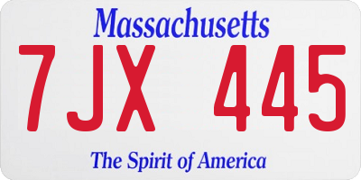 MA license plate 7JX445