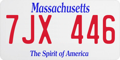MA license plate 7JX446