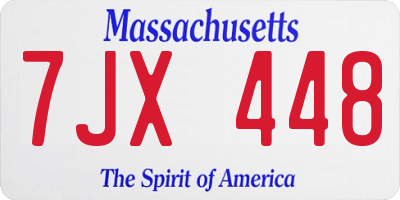 MA license plate 7JX448