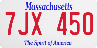 MA license plate 7JX450