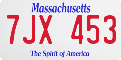 MA license plate 7JX453