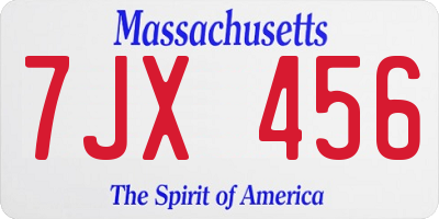 MA license plate 7JX456