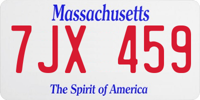 MA license plate 7JX459