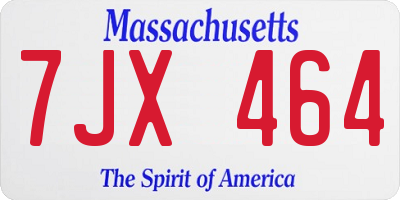 MA license plate 7JX464