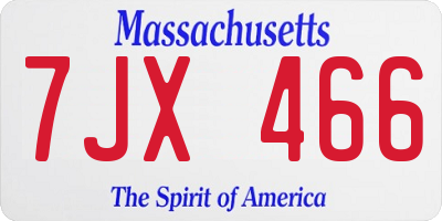MA license plate 7JX466