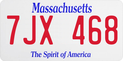 MA license plate 7JX468