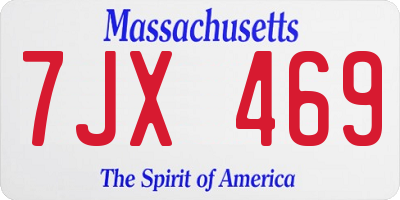 MA license plate 7JX469