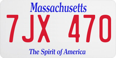 MA license plate 7JX470