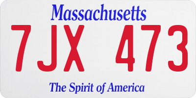 MA license plate 7JX473