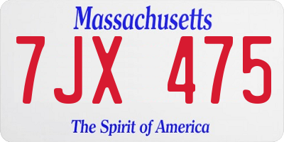 MA license plate 7JX475