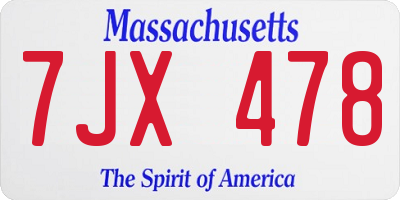 MA license plate 7JX478