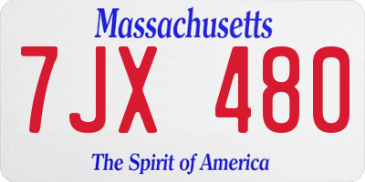 MA license plate 7JX480