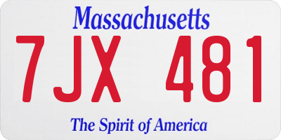 MA license plate 7JX481