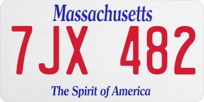 MA license plate 7JX482