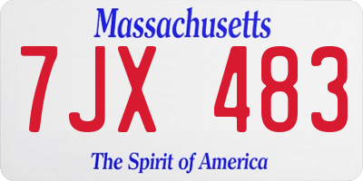 MA license plate 7JX483