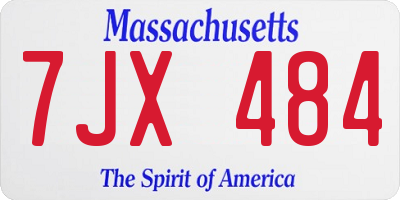 MA license plate 7JX484