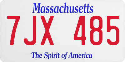 MA license plate 7JX485