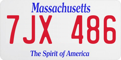 MA license plate 7JX486