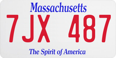 MA license plate 7JX487