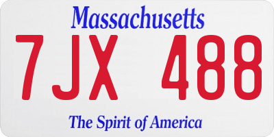 MA license plate 7JX488