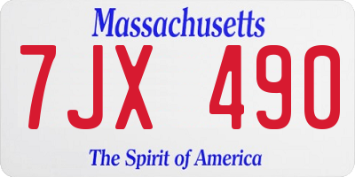 MA license plate 7JX490