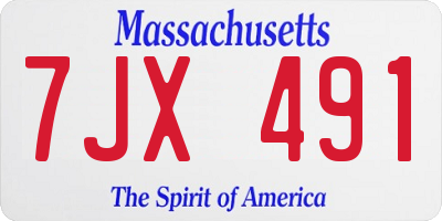 MA license plate 7JX491