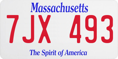 MA license plate 7JX493