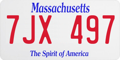 MA license plate 7JX497