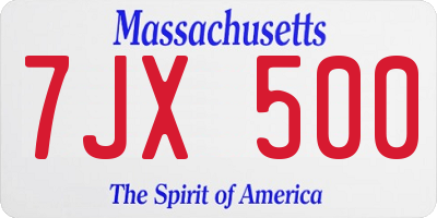 MA license plate 7JX500