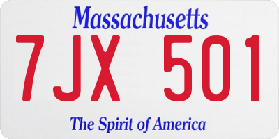 MA license plate 7JX501
