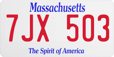 MA license plate 7JX503