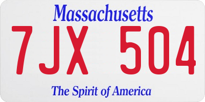 MA license plate 7JX504