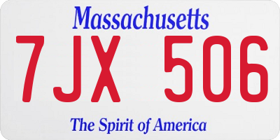 MA license plate 7JX506