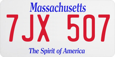 MA license plate 7JX507