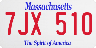 MA license plate 7JX510