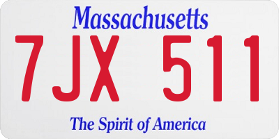 MA license plate 7JX511