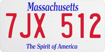 MA license plate 7JX512