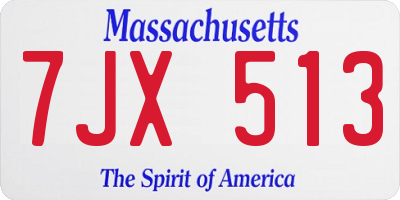 MA license plate 7JX513